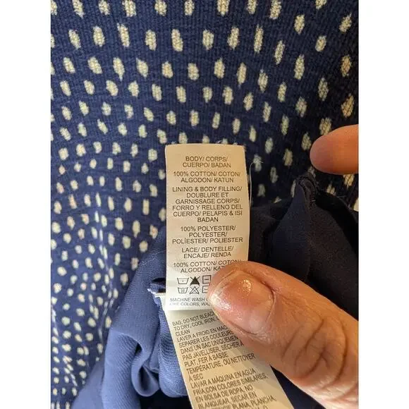 Lucky Brand Navy Polka Dot Layered Top Sweater Tank Twofer Medium Casual - Picture 5 of 8